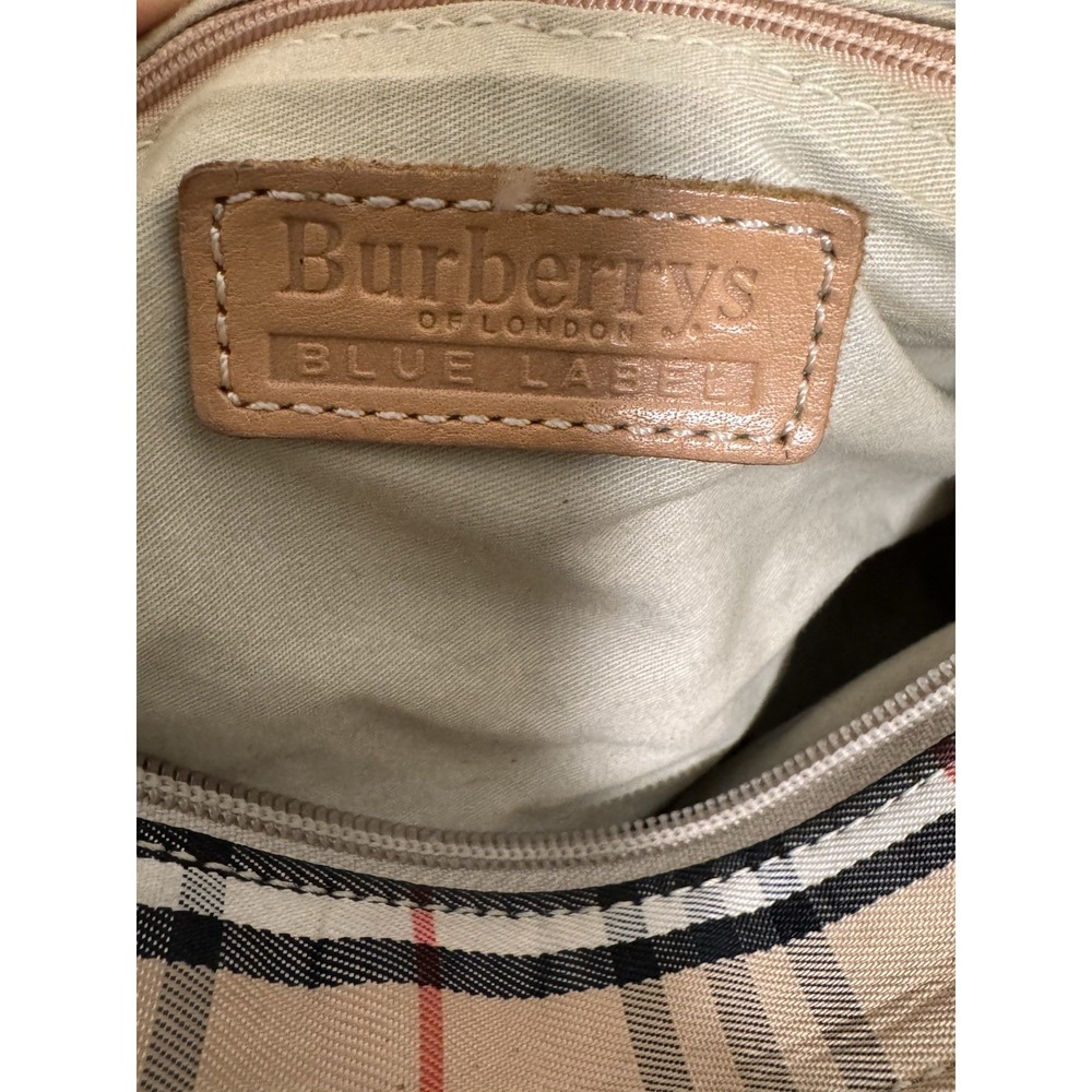 BURBERRYS Of London Nova Check Blue Label Hand Bag Satchel Canvas Beige Silver - Picture 9 of 11